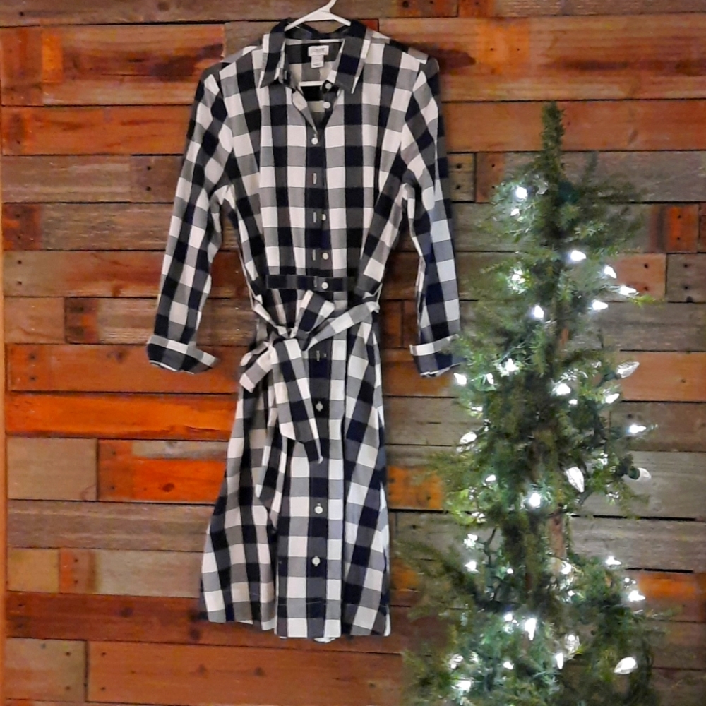 J Crew Factory Plaid Shirt Dress